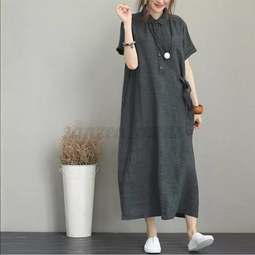 NWT Zanzea Gray Shirt Dress Size XXL!